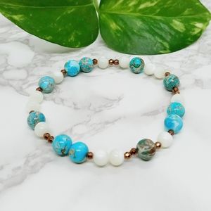 Sea Sediment Imperial Jasper Gemstone Bead Stretch Bracelet